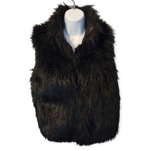 Topshop Black Faux Fur Vest Size 2